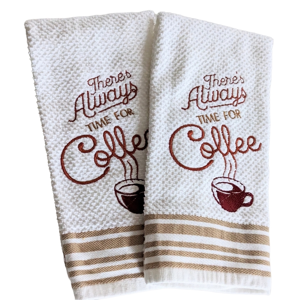 Set of 2 Coffee Theme Tea Towels